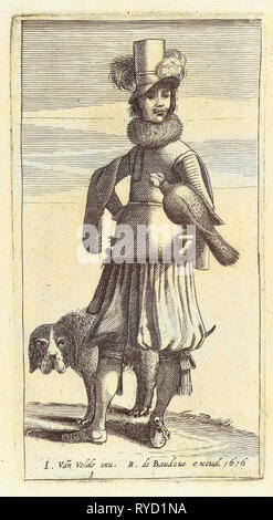 Falconer avec la chasse, Jan van de Velde (II), Robert de Baudous, 1616 Banque D'Images