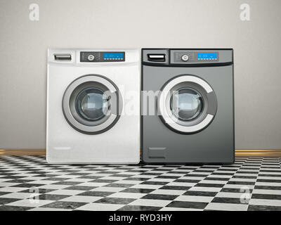 Les machines à laver et sèche-linge et ou. 3D illustration. Banque D'Images