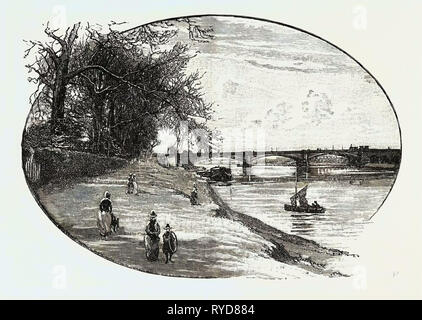 Pont Trent, Nottingham, Royaume-Uni. Trent Bridge a été utilisé pour la première fois comme un terrain de cricket dans les années 1830. Le premier match de cricket enregistré a eu lieu sur une surface de sol derrière la Trent Bridge Inn en 1838. Trent Bridge a tenu son premier test match avec l'Angleterre en 1899, pour jouer contre l'Australie Banque D'Images