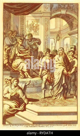 Pilate se lave les mains dans l'innocence, Jan Luyken, Wilhelmus Goeree (I), 1690 Banque D'Images