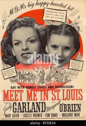 JUDY GARLAND, Margaret O'BRIEN, l'AFFICHE ME RENCONTRER À ST. LOUIS, 1944 Banque D'Images