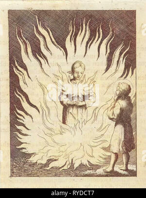 Le Christ voit une âme personnifiée entourée par les flammes, Jan Luyken, Pieter Arentsz II, 1678-1687 Banque D'Images
