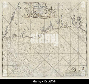 Carte de la mer d'une partie de la côte sud du Portugal et l'Espagne avec l'Algarve et l'Andalousie, Jan Luyken, anonyme, Johannes van Keulen (I), 1681 - 1803 Banque D'Images