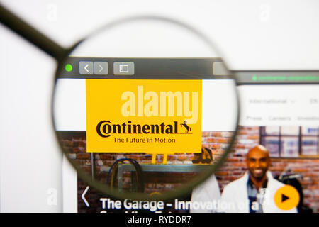 Los Angeles, Californie, USA - 14 Février 2019 : Le site web Page d'accueil. Logo Continental visible à l'écran. Banque D'Images