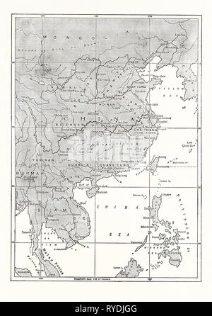 Carte de Chine et certains des pays limitrophes Banque D'Images