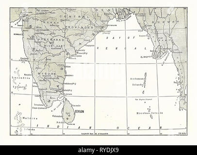 Plan de réduire l'Inde et de Ceylan, Sri Lanka Banque D'Images