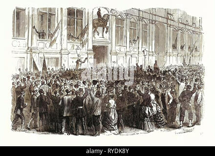 Guerre de 1870 : Proclamation de la République en face de l'Hôtel de Ville à Paris le 4 septembre 1870, France Banque D'Images