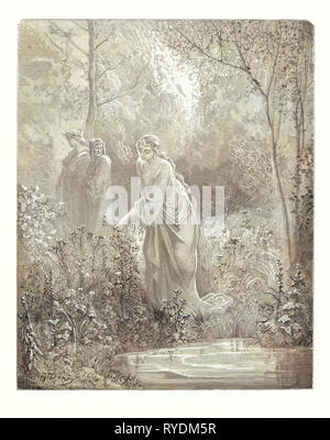 La vision de Dante de Léa, par Gustave Doré, 1832 - 1883, Français. Pour la gravure Purgatorio par Dante. 1870, Art, artiste, romantisme, gravure couleur, couleur Banque D'Images