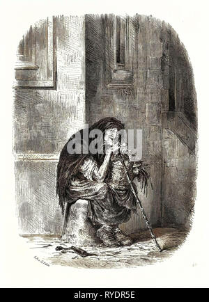 Un mendiant Strasbourg, France. Strasbourg est la capitale et la ville principale de la région Alsace dans l'Est de la France et est le siège officiel du Parlement européen. Situé à proximité de la frontière avec l'Allemagne, c'est la capitale de la département du Bas-Rhin Banque D'Images