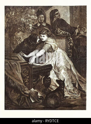 Scène de l'opéra Le Barbier de Séville de Gioachino Rossini 1876 Gravure Banque D'Images