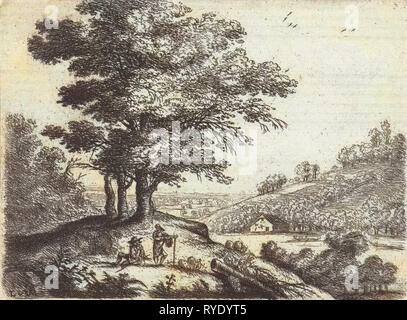 Paysage avec une rivière, Lucas van Uden, 1605 - 1673 Banque D'Images