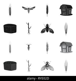 Fly,grenier,printemps, pain, l'orge d'hiver,souches,insectes,spike,bâtiment,,root,dur,lutte,industrie,brown, contrôle,,farine,automne,sols,stop,graines,sain,Culture,ailes,son,glucides croître,blé,agriculture,agriculture,plantes,seigle blé,maïs,grain,récolte,ferme,,champ,set,icône,,illustration,collection,isolé,design,graphisme,élément vecteur vecteurs,signer , Illustration de Vecteur