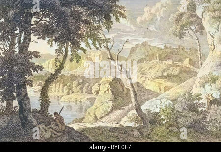 Paysage arcadien avec deux bergers, Johannes Glauber, 1656 - 1726 Banque D'Images