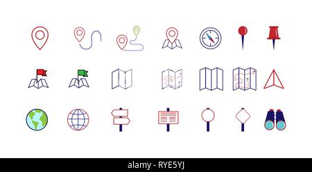 Set d'icônes de navigation, style plat pour les sites web et applications Illustration de Vecteur