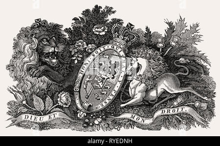 Symbole Royal, en Angleterre, illustration par Th. H. Berger, 1826 Banque D'Images