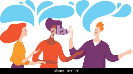 Vector illustration avec trois personnes prenant conversation Illustration de Vecteur