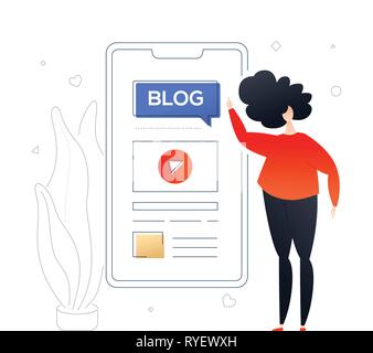 Blogging en ligne - Télévision couleur moderne style design illustration Illustration de Vecteur