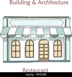Cafe boutique, vitrine. Vecteur. Coffee House, vintage store front. Détail façade bâtiment avec fenêtre. Retro street architecture extérieure. Cartoon illu Illustration de Vecteur