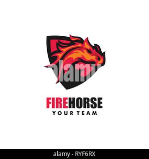 Fire Horse Concept illustration vector modèle. Convient pour l'industrie créative, multimédia, animation, formation, boutique, et tous les b Illustration de Vecteur