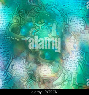 Le surréalisme. Les hommes avec des ailes symbolise les anges. La mort représente un squelette Banque D'Images