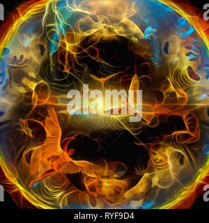 La peinture abstraite spirituel dans des couleurs vives. Anges viendront Banque D'Images