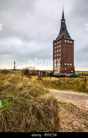 L'île de Wangerooge, Mer du Nord la tour ouest, aujourd'hui une auberge de jeunesse,Frise orientale, dans le Nord de l'Allemagne, Côte de la mer du Nord, Banque D'Images