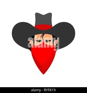 Face Cowboy isolés. Wild West guy portrait. Western Head Illustration de Vecteur