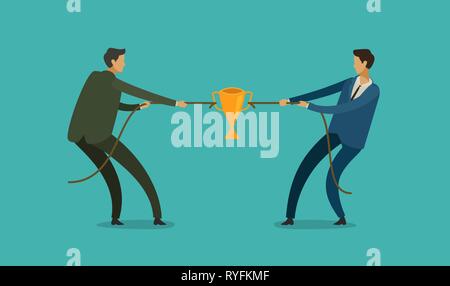 Les gens d'en face se termine d'une corde. Entreprise à la croisée de la concurrence, vector illustration Illustration de Vecteur