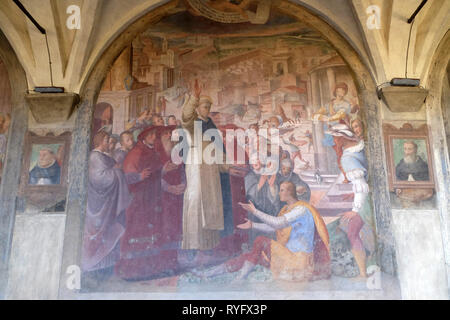 San Dominic ressuscite le neveu du Cardinal Orsini, fresco par Alessandro Fei, Santa Maria Novella à Florence, l'église dominicaine Principal Banque D'Images