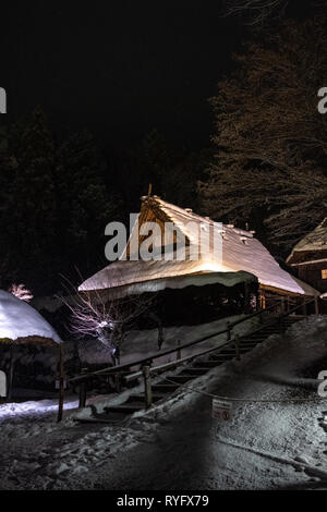 Maison de style Gassho, Hida Folk Village Japon Banque D'Images