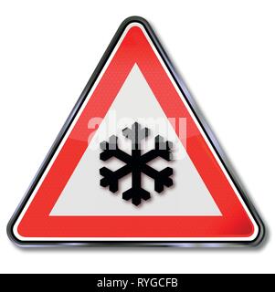 Attention la neige et la glace et conduire avec prudence Illustration de Vecteur