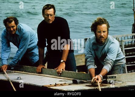 ROBERT SHAW, ROY SCHEIDER, Richard Dreyfuss, JAWS, 1975 Banque D'Images