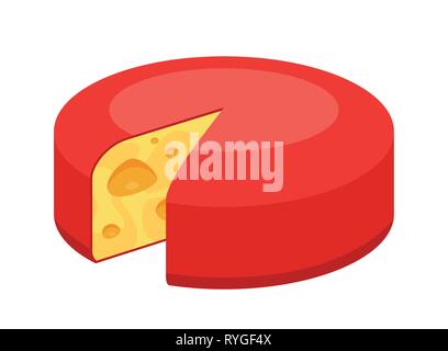 Ensemble de l'icône de fromage rond isolé sur blanc. Vector illustration of Swiss Maasdam dans un style coloré Illustration de Vecteur