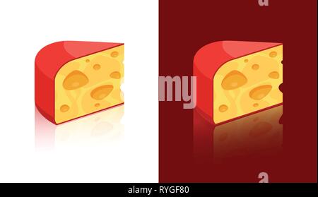 Icônes de fromage blanc et isolé sur fond sombre - des signes de fromage suisse poreux Maasdam Illustration de Vecteur