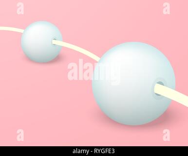 Deux grosses perles de corail sur un fond rose Illustration de Vecteur