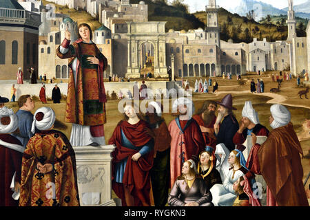 Saint Stephen est mort 35 comme protomartyr prédication à Jérusalem Israël 1514 par Carpaccio, Vittore connu à Venise en 1472 - 1525/1526, l'italien, l'Italie, Banque D'Images