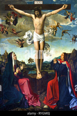 La Crucifixion 1500-1505 Josse Lieferinxe (travailler ca 1493-1503/08) était un peintre Russisch, anciennement connu sous le pseudonyme le maître de Saint Sébastien. Belgique, belge, flamande, Banque D'Images