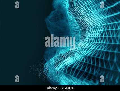Un futurisitc fond de grille de la technologie pour des sujets tels que le cloud computing et cryptocurrencies. 3D illustration. Banque D'Images