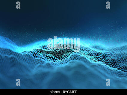 Un futurisitc polygone technologie arrière-plan pour des sujets tels que le cloud computing d'entreprise et cryptocurrencies. 3D illustration. Banque D'Images