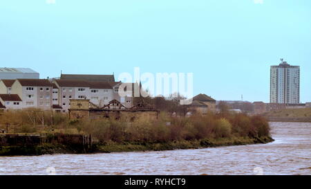 Glasgow, Écosse, Royaume-Uni 13 mars, 2019.Nouveau Steven Spielberg et Sam Mendes film de guerre 1917 a révélé l'emplacement de l'ancien ancien docks Govan sur les rives de la Clyde près de la BBC , la science center et ironiquement le cinéma Imax. Contrairement à la situation en anglais à Stonehenge il n'y a pas de controverse ou d'objection ici Gérard Ferry/Alamy Live News Banque D'Images