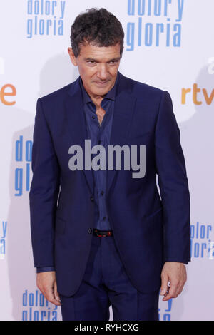 Madrid, Espagne. Mar 13, 2019. Antonio Banderas à la première le Dolor y Gloria au théâtre Capitol, à Madrid, Espagne, 2019 mars13. Credit : Jimmy Olsen/Media Espagne*** ***aucune perforation/Alamy Live News Banque D'Images