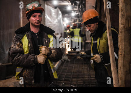 Moscou, Russie. Mar 13, 2019. Travail des travailleurs au chantier de restauration dans le sous-sol de musée Polytechnique de Moscou, Russie, le 13 mars 2019. Musée polytechnique de Moscou a été fondée en 1872 et est l'un des plus vieux musées des sciences dans le monde. Credit : Evgeny Sinitsyn/Xinhua/Alamy Live News Banque D'Images