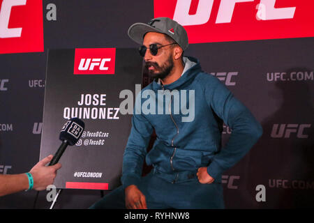 Londres, Royaume-Uni. 14Th Mar, 2019. UFC poids coq, Jose Quinonez prend aux questions des médias Crédit : Dan Cooke/Alamy Live News Banque D'Images