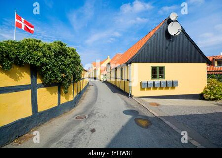 Maisons à colombages colorés traditionnels à Allinge, Bornholm, Danemark Banque D'Images