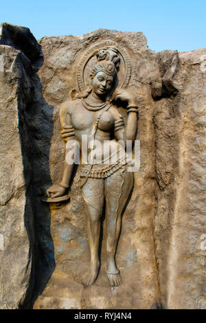 Ardhanari, Nateshwar Hadshi Temple, Sant Darshan Museum, près de tikona Vadgoan Maval, District Pune, Maharashtra, Inde. Banque D'Images