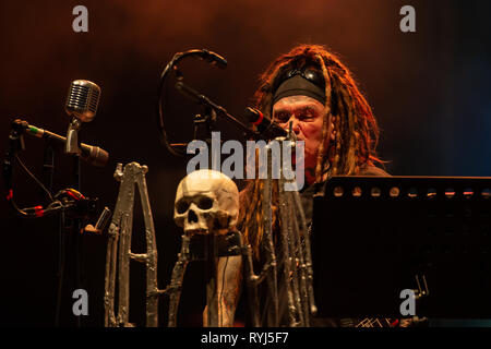 Al Jourgensen, chanteur, guitariste, claviériste et leader du groupe de rock metal industriel du Ministère. Villa Ada, Rome, Italie, 1-08-2018 Banque D'Images