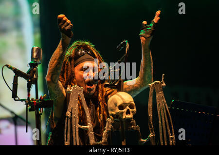 Al Jourgensen, chanteur, guitariste, claviériste et leader du groupe de rock metal industriel du Ministère. Villa Ada, Rome, Italie, 1-08-2018 Banque D'Images