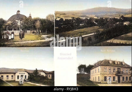 Cartes postales, Multiview bâtiments Spa en République tchèque, les bâtiments à Liberec, District de pâte de tourbe baignoire, Lázně Kundratice, 1909 cartes postales, Kunnersdorf, 1909, quelques Ortsansichten Banque D'Images