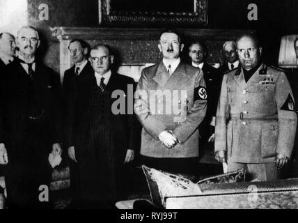 Le national-socialisme, la politique, l'accord de Munich, Neville Chamberlain, Edouard Daladier, Adolf Hitler, Benito Mussolini, Munich, Allemagne, 29.9.1938, Additional-Rights Clearance-Info-Not-Available- Banque D'Images