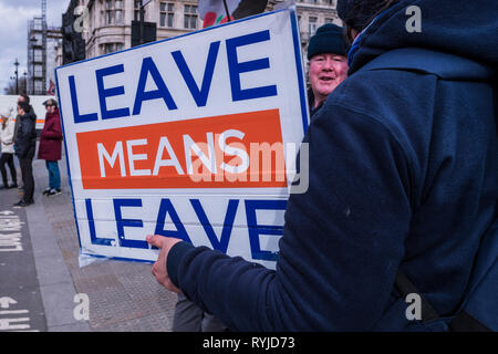 Personnes qui protestaient sur Brexit en dehors du Parlement, du Palais de Westminster, Londres, Angleterre, Royaume-Uni Banque D'Images